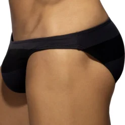 Slip Bikini Rayure Epaisse - Noir