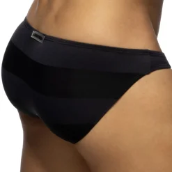Slip Bikini Rayure Epaisse - Noir