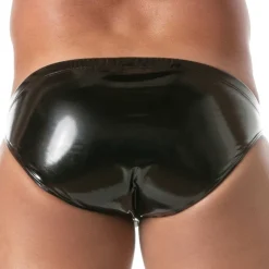 Slip Bikini Zippé Vinyl Noir