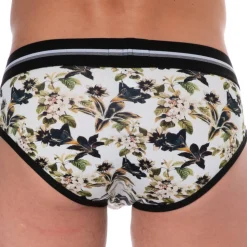 Slip Coton Floral Blanc Cassé