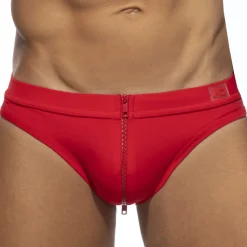 Slip de Bain Allover Zip Rouge