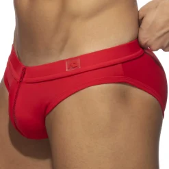 Slip de Bain Allover Zip Rouge