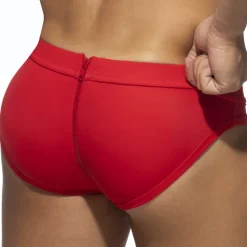 Slip de Bain Allover Zip Rouge