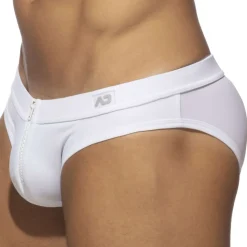 Slip de Bain Allover Zip Blanc