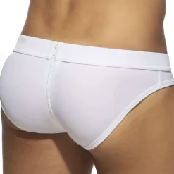Slip de Bain Allover Zip Blanc