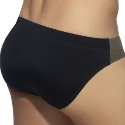 Slip de Bain Bicolore Kaki - Noir