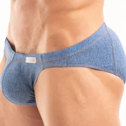 Slip de Bain Bikini Denim Bleu