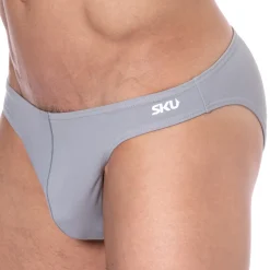 Slip de Bain Bikini Gris Clair