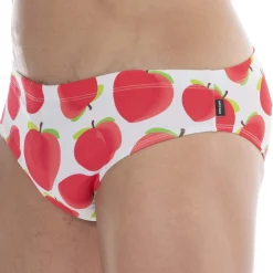 Slip de Bain Bottom Blanc - Rouge