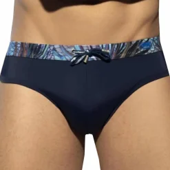 Slip de Bain Double Side Tropical Glitter Bleu Marine