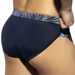 Slip de Bain Double Side Tropical Glitter Bleu Marine