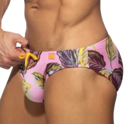 Slip de Bain Feuilles d'Erable Rose