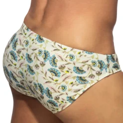 Slip de Bain Fleurs de Printemps Beige