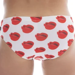 Slip de Bain Kiss Blanc - Rouge
