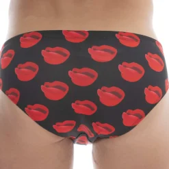 Slip de Bain Kiss Noir - Rouge