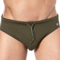 Slip de Bain Satin Label Olive