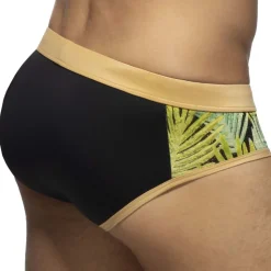 Slip de Bain Side Leaves Noir