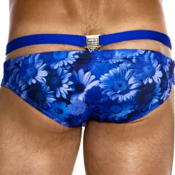 Slip de Bain Super Low Rise Daisies Bleu