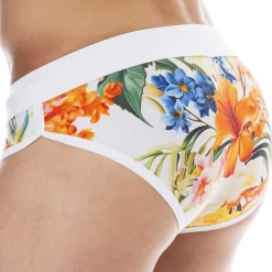 Slip de Bain Tropical Summer Blanc