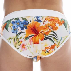 Slip de Bain Tropical Summer Blanc