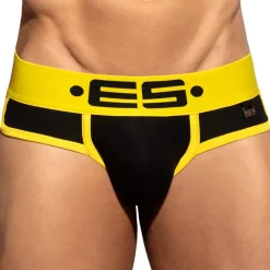 Slip Double Side Coton Noir - Jaune