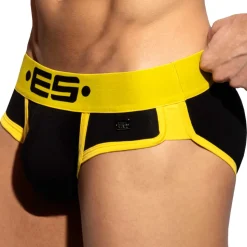 Slip Double Side Coton Noir - Jaune