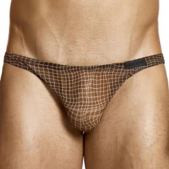 Slip Low Cut Abstract Résille Marron