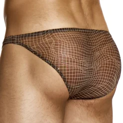 Slip Low Cut Abstract Résille Marron