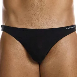 Slip Low Cut Soie Noir