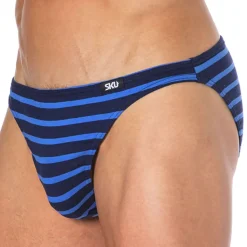 Slip Mini Coton Rayure Bleu - Noir