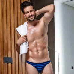 Slip Mini Coton Rayure Bleu - Noir