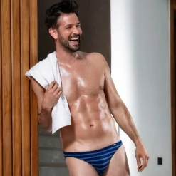 Slip Mini Coton Rayure Bleu - Noir