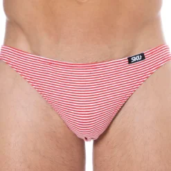Slip Mini Coton Rayure Rouge - Blanc