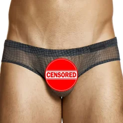 Slip Super Low Rise Abstract Résille Gris Anthracite