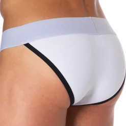 Slip Tanga Logo Coton Blanc