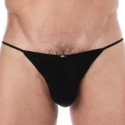 Slip Tanga Mini Coton Uni Noir