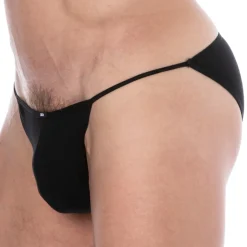 Slip Tanga Mini Coton Uni Noir
