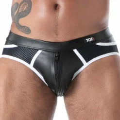 Slip Zippé Empty Bottom Kinky Noir - Blanc