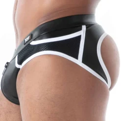 Slip Zippé Empty Bottom Kinky Noir - Blanc