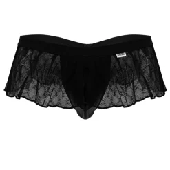 String à Volant Résille Géométrique Noir