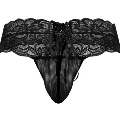 String Dentelle à Lacets Noir