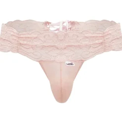 String Dentelle à Lacets Rose