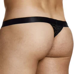 String Dentelle Florale Noir