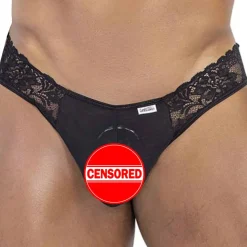 String en Dentelle à Lacets Noir