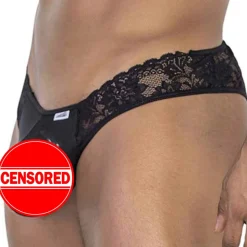 String en Dentelle à Lacets Noir