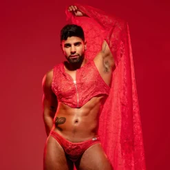 String en Dentelle Fluide Rouge