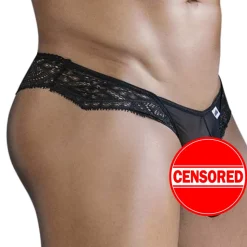 String en Résille et Dentelle Lace-Up Noir