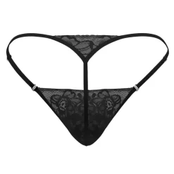 String Ficelle Dentelle Noir