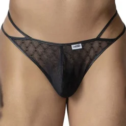 String Ficelle Résille Géométrique Noir