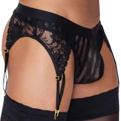 String Jarretière Dentelle Noir
